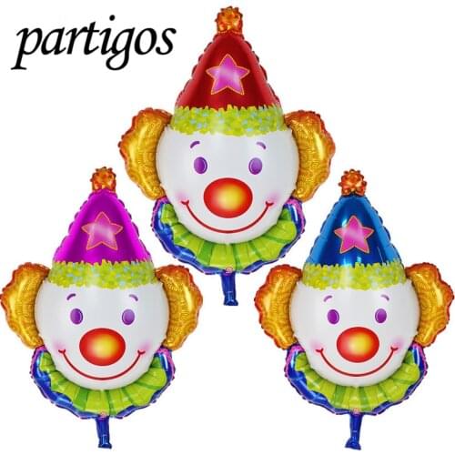10pcs 80*63cm Clown Head Cartoon Funnyman Foil Balloon Globos Inflatable Classic Toys Kids Birthday Party Decorations Supplies