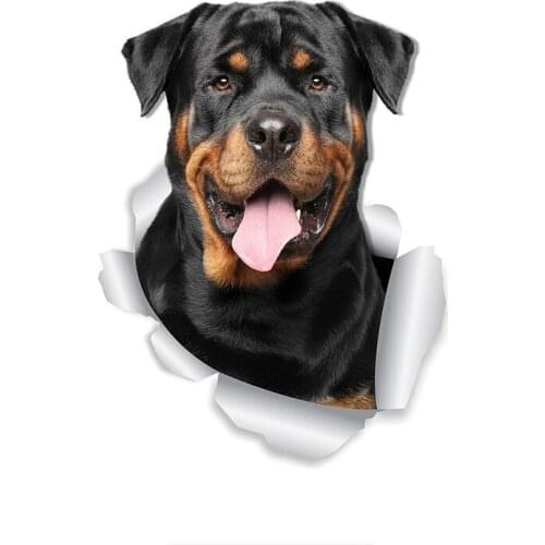 15*15CM 3D Smiling Rottweiler Dog Decal for Car Window Bumper Vinyl Car Sticker Retail Packaged Rottweiler Lover Gift