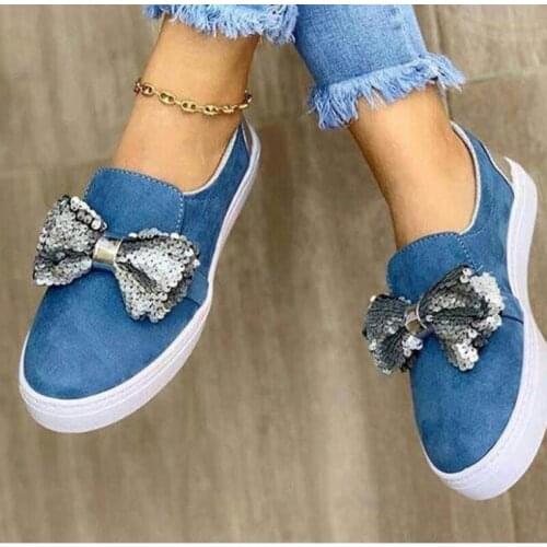 2021 New Spring Women Shoes Woman Sneakers Bowtie Sewing Platform Slip On Casual Shoes Female Flats Canvas Shoes Plus Size