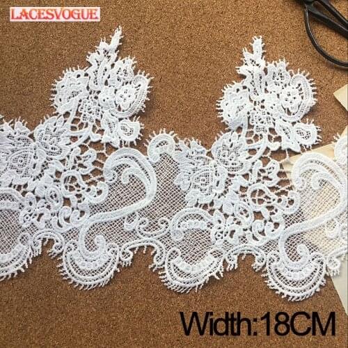 3yards 18cm Embroidery lace fabric Garment needlework sewing Patchwork DIY Handmade accessories Dress edge decoration 816