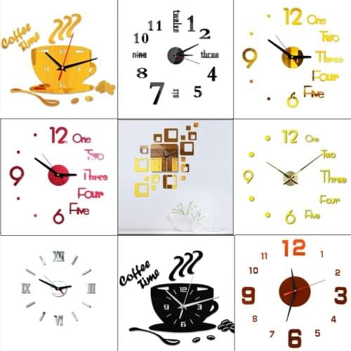 3D Mirror Wall Clock Modern Design Creative Acrylic Quartz Wall Clocks Stickers for DIY Home Living Room Office Decorations