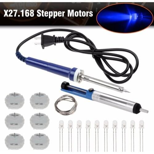 6P X27.168 Stepper Motor Cluster Speedometer Repair Kit for GMC Chevrolet 10pcs Bule Bulb+40W Soldering Iron Sucker Solding Wire