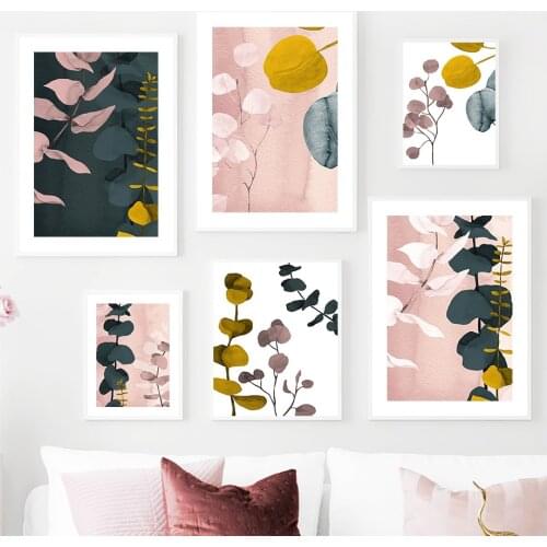 Abstract Yellow Pink And Green Botanical Wall Art Canvas Painting Nordic Posters And Prints Minimalist Pictures For Home Decor
