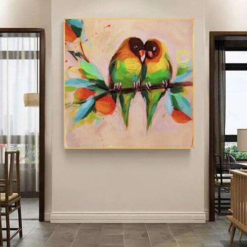 Abstract Colorful Birds Oil Painting Modern Wall Art Canvas Posters and Prints Decorative Pictures for Living Room Design Decor