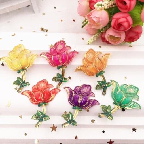 Shiny Colorful A Rose Flat Back Rhinestone Applique 8pcs DIY 2 Hole Wedding Decoration Home Craft Christmas Gift OG13