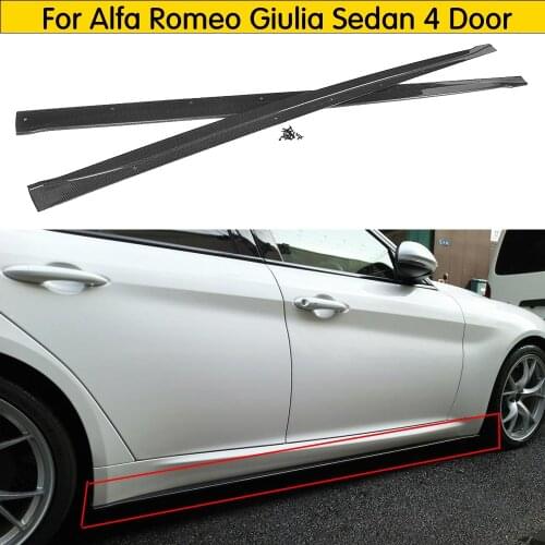 Carbon Fiber Car Bodykit Side Skirts Door Bumper Cover for Alfa Romeo Giulia Sedan 4 Door Extension Lip 2015-2017