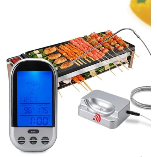Wireless Meat Thermometer Digital Heat Resistant Probe Large Screen Timer for BBQ Food Oven Probe Thermometers
