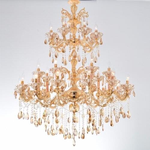 Large Gold Crystal Chandelier Lighting Big Crystal Chandelier Fixture luminaire suspendu For Hotel Lampadari Lustre lampadari