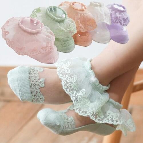 Kids Lace Socks Child Toddler Girl Summer Cotton Ultra-thin Mesh Cute Ruffle Princess Short Sock Newborn infant Baby Accessories