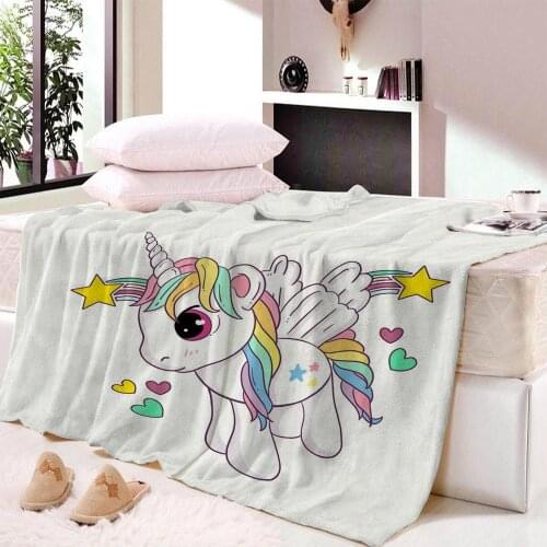 Colorful Unicorn Velvet PlushThinThrow Blanket Printed for Kids Sherpa Blanket for CouchThrows Summer bedsheet Travel Dropship