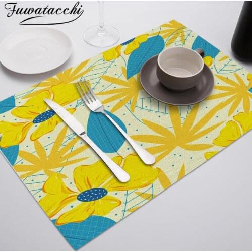 Fuwatacchi Pastoral Style Placemat for Dining Table Mats Bowl Cup Drink Coasters Rectangle Table Pad Kitchen Tableware Napkin