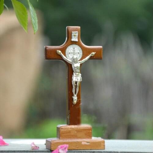 Catholic wooden cross 13 cm high Decoration catholic figurines catholic ornaments crucifix stand christian wood cross