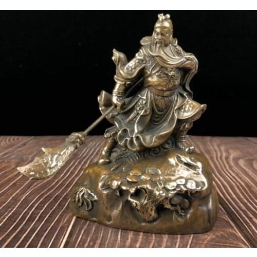 China brass archaize Practicing Kung Fu Guan yu crafts statue