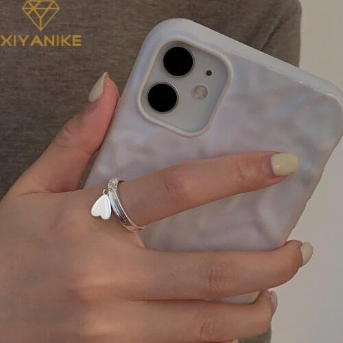 XIYANIKE 925 Sterling Silver Small Love Heart Pendant Ring Female Simple Parsonality All-match Index Finger Jewelry Customized