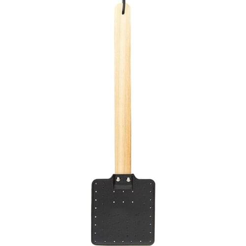 Leather Swatter Wooden Handle Household Easy Using Bug Pad Hang Household Fly Swatter Mosquito Slap With Wooden Handle