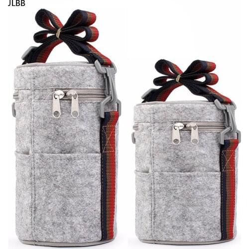 Round Thermal Lunch Box Bag Tote with Tinfoil Solid Felt Thermal Lunch Bags for Women Kids School Picnic Camping