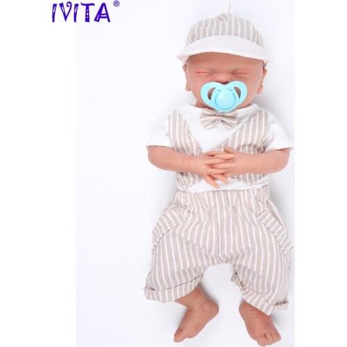 IVITA WB1514 46cm 3000g Real Full Silicone Bebe Reborn Sleeping Baby Boy Mouth Opened Toys Closed Eyes Babies for Children Dolls