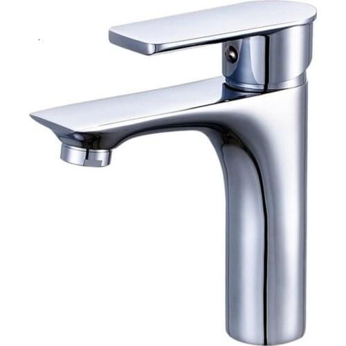 Brass Basin Faucets Hot and Cold Sink Tap Bathroom Mixer Washroom Electroplated Single Handle Single Hole Water Faucet