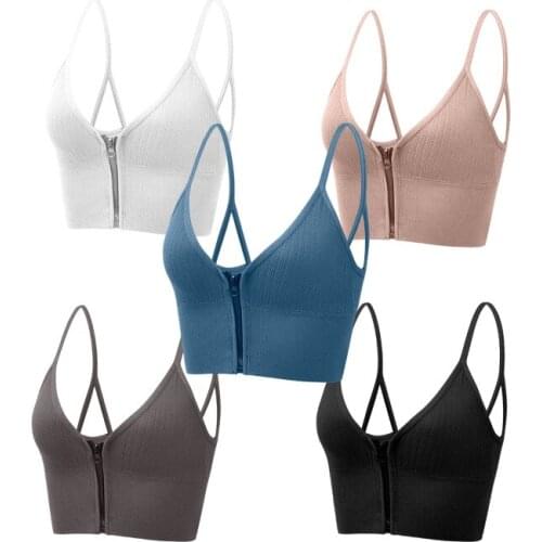 M-4XL Plus Size Women Zipper Push Up Sports Bras Athletic Running Yoga Vest Sport Tops Underwear Wirefree Shockproof Gym Fitness