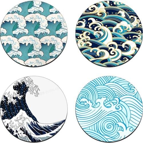 Small Mouse Pad Gamer Japanese WaveComputer Mat Round Mousepad 20x20/22X22cm Mouse Mat Gaming Accessories Desk Pad Gaming Pc