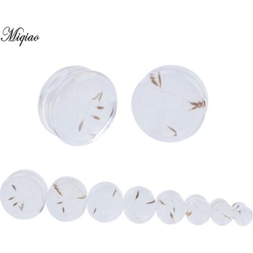 Miqiao 2pcs New European and American Popular Jewelry Acrylic Dandelion Ear Expander 10mm-25mm Exquisite Body Piercing Jewelry