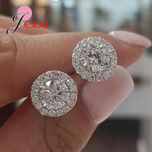 Fashion Genuine 925 Sterling Silver Stud Earrings for Women Femme Arrows & Hearts Rhinestone Wedding Fine Jewelry Gift