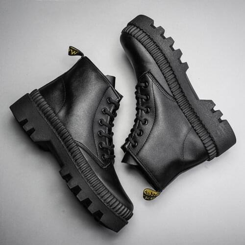 Winter New Black Thick Base Cloth Mid-Top Boots Men Fall British Trend Boots Hight-Top Korean Casual Mens Shoes Boots688
