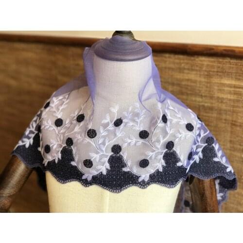 2Meters 21cm Width Soft Mesh Single Side Flowers Embroidery Lace Fabric Trim For Bra Lingerie Underwear Dolls Dress Ribbon