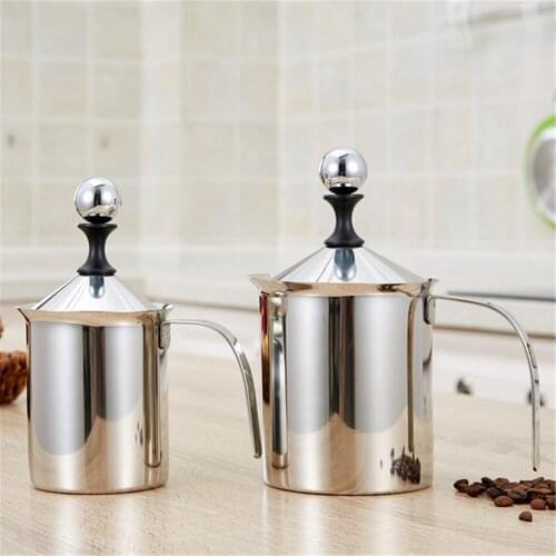 New Arrival 400ml 800ml Stainless Steel Milk Frother Double Mesh Milk Creamer Milk Foam Frother 400cc/800cc