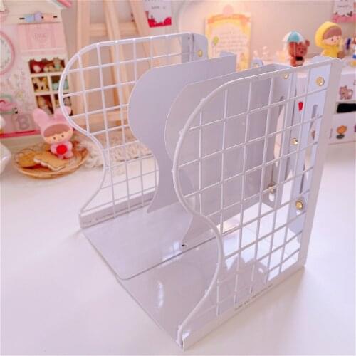 New Large Capacity Metal Book Holder Pink Students Retractable bookshelf Desk Organizer Stationery