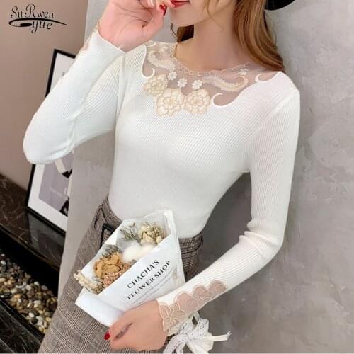 Fall Winter Half High Neck Contrast Women Sweater Embroidered Slimfit Sweater Elegant Comfort Warm Bottoming Sweater Women 16004