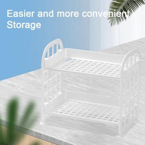Home 2-Layer Hollow Shelf Plastic Cosmetics Bedroom Bathroom Kitchen Desktop Finishing Tool Organizer Storage Rack Accessories