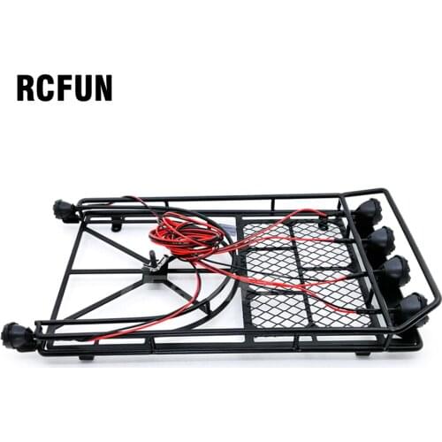RC Professional Roof Rack Luggage Carrier with 6LED Light for 1/10 RC Crawler for D90 for Axial for Scx10 RC Cars Accessories S3