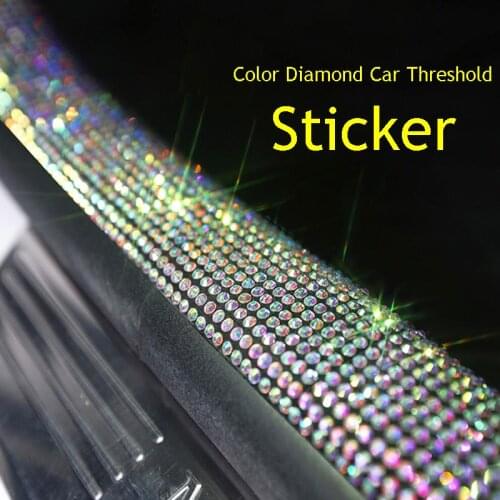 Luxury Crystal 45 * 7CM Car Threshold Decal Auto Door Side Anti-collision Strip Welcome Pedal Decorative Car Sticker Car styling