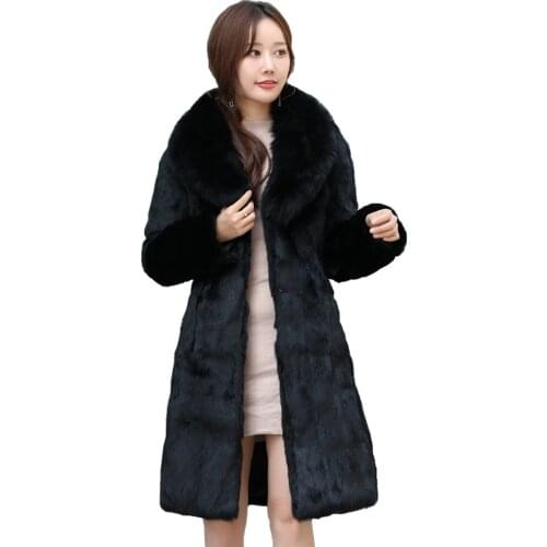Luxury Long Customize Plus Size Factory Real Price Genuine Rabbit Real Fur Coat Women Fur Jacket New Winte