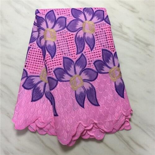 Pink African Cotton Lace Fabric Swiss Voile Lace in Switzerland Embroidery Dubai Style Nigerian Lace For Party Dress PL4690
