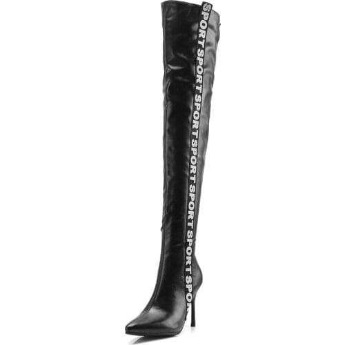 Wind autumn/winter 2018 new foreign trade sexy stilettos ultra-high 43 yards knee-high boots with pointed 32-18104