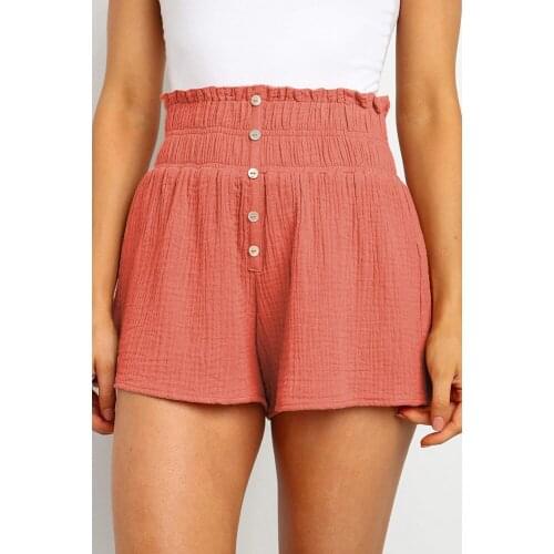 High Waist Button Summer Shorts Women Solid Straight Casual Shorts Womens Lounge