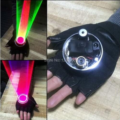 Blue Green Red Laser Gloves For DJ Dancing Club True Blue Rotating LED Gloves Light Pub Party Laser Show