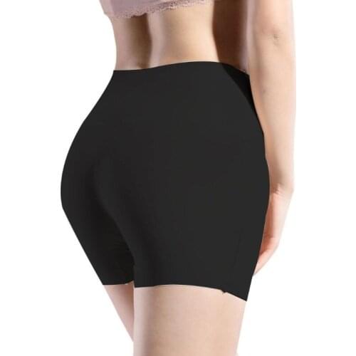 Women High Waist Ice Silk Safety Shorts Invisible Seamless Cotton Crotch Lip Boxer Brief Underwear Solid Color Stretchy