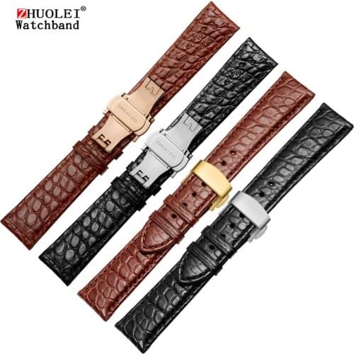 High quality Double sided crocodile skin leather band for brand Wrist watch straps 18mm 19mm 20mm 21mm 22mm for mens bracelet