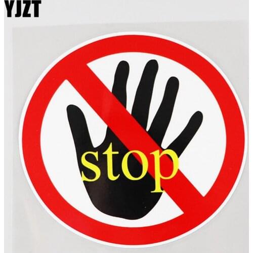 YJZT 13.2CM×12.2CM Funny Stop Prohibited Decal Car Sticker PVC 12C-0748