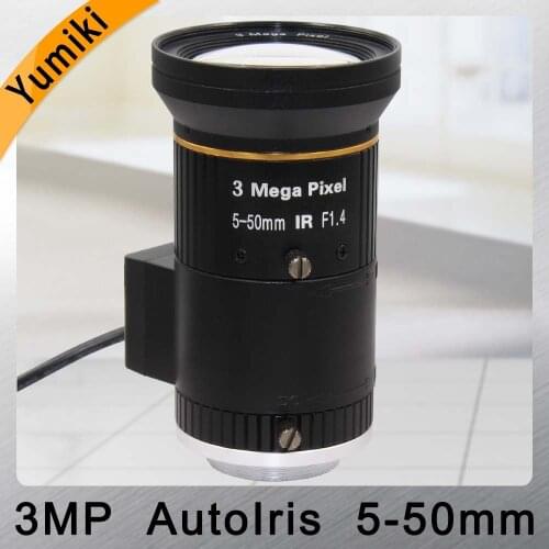 Yumiki HD 3.0Megapixel Auto F1.4 Iris 5-50mm Varifocal IR CCTV Lens CS For Bank Supermarket Road monitoring
