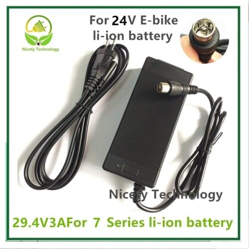 24V E-Bike Li-ion Battery Charger Output 29.4V3A Li-ion Charger 7 Series 25.2V 25.9V Lithium Battery Charger RCA Connector 29.4V