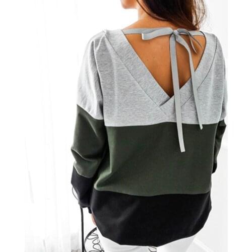 Lace Up Bandage Long Sleeve Sweatshirt Hoodie Loose Casual Tops Tee Shirt Hoodies Pullovers Femme 2021