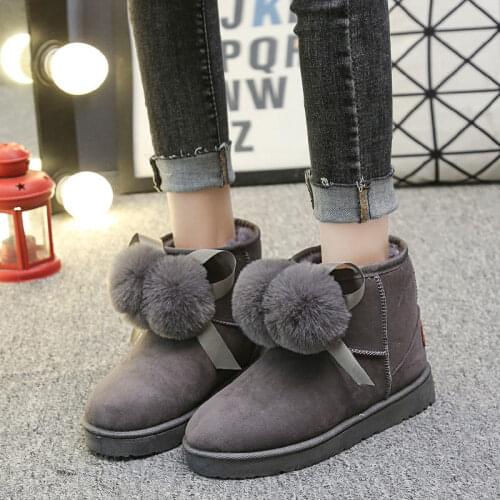 2021 Women Winter Snow Boots Warm Flat Plus Size Platform Slip on Ladies Womens Shoes New Flock Fur Suede Ankle Boots Female