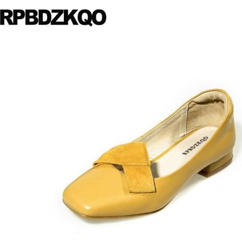 Yellow china high quality suede ladies runway chinese designer shoes women luxury 2018 flats genuine leather square toe gray