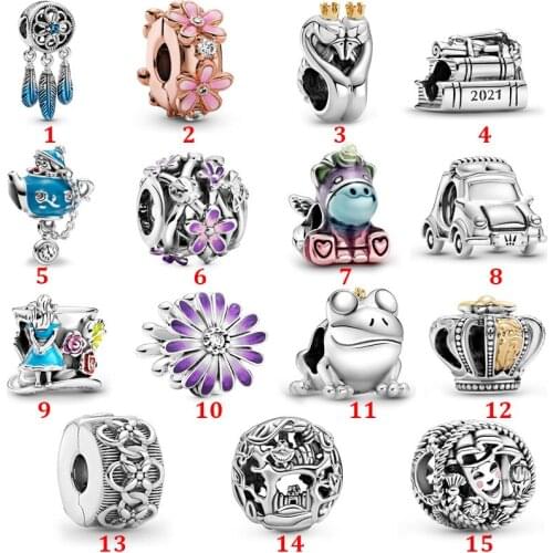 2021 New 925 Sterling Silver Sparkling Sparkling Daisy Flower Charm Bead Fit Original Pandora Bracelet Bangle Women Jewelry Gift