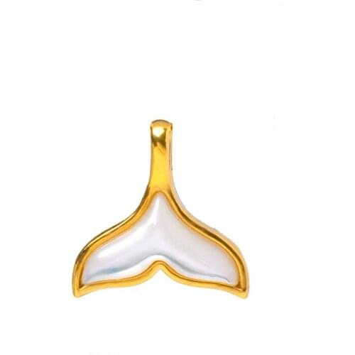 ZHIXI Real 18K Gold Pendant Necklace DIY Solid AU750 Fish Tail Pendant for Women Fine Jewelry Gift D584