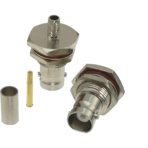 10pcs BNC female JACK nut bulkhead crimp RG58 RG142 LMR195 RG400 RF connector
